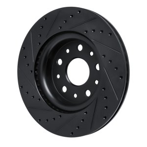 Jeep Wrangler Brake Rotor (1) - Front Right - R1 Concepts - Drilled & Slotted - Black - `18-`25 Jeep Wrangler Brake Rotor (1) - Front Right - R1 Concepts - Drilled & Slotted - Black - `18-`25